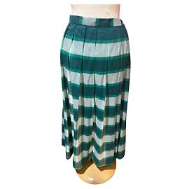 Falda larga plisada Agnès b. de cuadros verde y blanco Multicolor