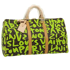 Louis Vuitton-LOUIS VUITTON Monogram graffiti Keepall 50 Boston Bag Vert M93700 auth 29946a-Other,Monogram