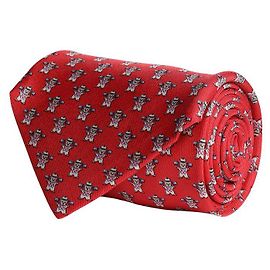 Salvatore Ferragamo Seidenkrawatte mit Teddybär-Print Rot