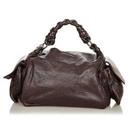 Bottega Veneta-Bottega Veneta Brown Intrecciato Leather Shoulder Bag-Brown,Dark brown