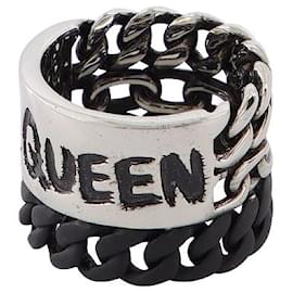 Alexander Mcqueen-Graffiti Chain Ring, brass-Silvery,Metallic
