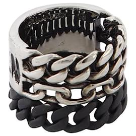 Alexander Mcqueen-Graffiti Chain Ring, brass-Silvery,Metallic