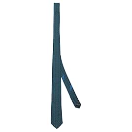 Salvatore Ferragamo-Patterened Silk Necktie-Green
