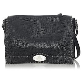 Fendi-Fendi Sac à bandoulière en cuir Selleria noir-Noir