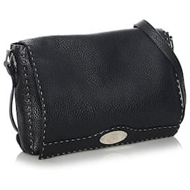 Fendi-Fendi Sac à bandoulière en cuir Selleria noir-Noir