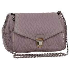 Prada-PRADA Chain Shoulder Bag Quilted Nylon Purple Auth yk4614-Purple