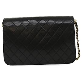 Chanel-CHANEL Matelasse Chain Flap Shoulder Bag Lamb Skin Black CC Auth bs1447a-Black