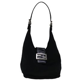 FENDI Mamma Baguette Shoulder Bag Black Auth yk4654 Black