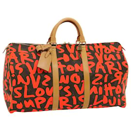 Louis Vuitton-LOUIS VUITTON Monograma grafiti Keepall 50 Bolso Boston Naranja M93699 autenticación 29908EN-Naranja,Monograma