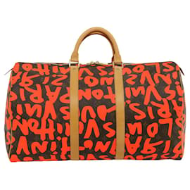 Louis Vuitton-LOUIS VUITTON Monogramme graffiti Keepall 50 Sac Boston Orange M93699 auth 29908A-Orange,Monogramme