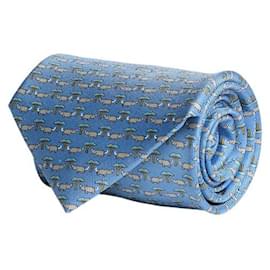 Salvatore Ferragamo-Rhino-Print Necktie-Blue