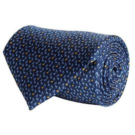 Salvatore Ferragamo Cravatta in seta con stampa musicale Blu