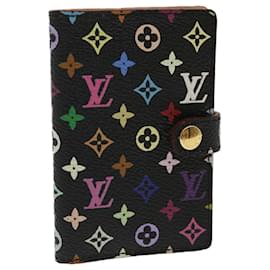 Louis Vuitton-LOUIS VUITTON Multicolor Agenda Mini Note Cover Black M92654 auth 29931a-Black