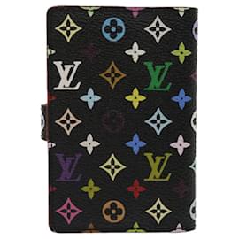 Louis Vuitton-LOUIS VUITTON Multicolor Agenda Mini Note Cover Noir M92654 auth 29931A-Noir