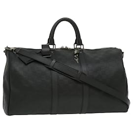 Louis Vuitton-LOUIS VUITTON Damier Infini Keepall Bandouliere 45 Boston Bag  N41145 LV  29957a-Black