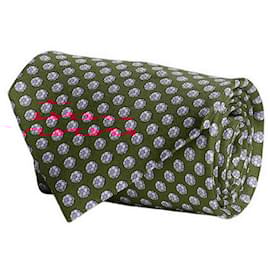 Salvatore Ferragamo-Soccer Ball-Print Silk Necktie-Red