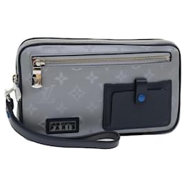Louis Vuitton-LOUIS VUITTON Monograma Satélite Alpha Clutch Bag Prata M44171 Autenticação de LV 29977NO-Prata