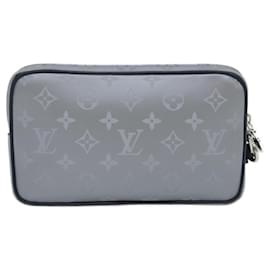 Louis Vuitton-LOUIS VUITTON Monogram Satellite Alpha Clutch Bag Silver M44171 LV Auth 29977a-Silvery