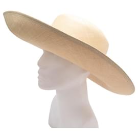 Autre Marque-MOTSCH HAT FOR HERMES SIZE 57 IN STRAW RAFFIA PARABUNTAL STRAW HAT-Yellow
