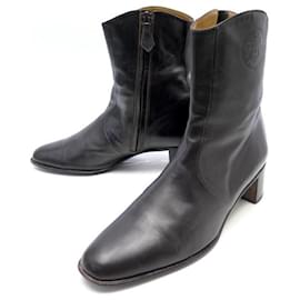 Hermès-HERMES ANKLE BOOTS  38.5 BROWN LEATHER BOOTS SHOES-Brown