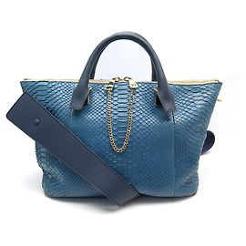 Chloé CHLOE BAYLEE MEDIUM BANDOULIERE HANDBAG IN BLUE PYTHON LEATHER HAND BAG Blue