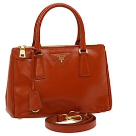 Prada-PRADA Hand Bag Safiano Leather 2way Orange Auth ar7087-Orange