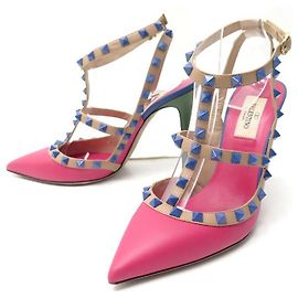 CHAUSSURES VALENTINO ESCARPINS ROCKSTUD 38 IT 39 FR CUIR ROSE PUMP SHOES Rose