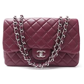 Chanel-CHANEL GRAND CLASSIQUE TIMELESS JUMBO HANDBAG CAVIAR LEATHER MATELASSE BAG-Dark red