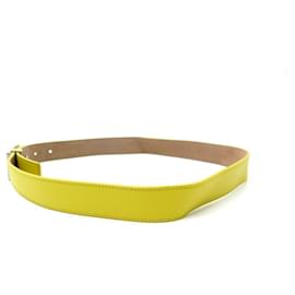 Fendi-FENDI BELT MONOGRAM BUCKLE 85 CM YELLOW LEATHER BELT-Yellow