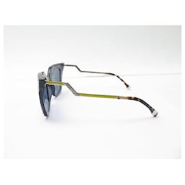 Fendi-Fendi FF sunglasses 0060/S METAL SILVER BLUE & YELLOW SUNGLASSES-Blue