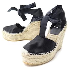 Saint Laurent-NEW SAINT LAURENT SHOES 39 DG WEDGE ESPADRILLES427928 SHOES-Black