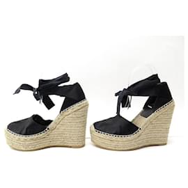 Saint Laurent-NEW SAINT LAURENT SHOES 39 DG WEDGE ESPADRILLES427928 SHOES-Black