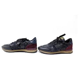 Valentino-VALENTINO ROCKRUNNER CAMO STARS SNEAKER SHOES 38.5 IT 39.5 FR SNEAKERS-Black