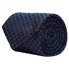 Salvatore Ferragamo-Logo Print Silk Necktie-Blue