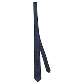 Salvatore Ferragamo-Logo Print Silk Necktie-Blue