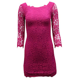 Diane Von Furstenberg-Diane Von Furstenberg Robe fourreau en dentelle Zarita en rayonne rose-Rose