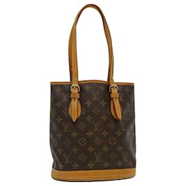 Louis Vuitton-LOUIS VUITTON Monogram Bucket PM Bolsa de Ombro M42238 LV Auth pt3062-Outro