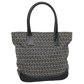 Fendi-FENDI Zucchino Canvas Tote Bag Navy Auth ar7116-Navy blue