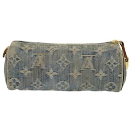Louis Vuitton-LOUIS VUITTON Monograma Denim Trousse Speedy GM Bolsa Azul M95081 LV Auth rz421-Azul