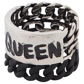 Alexander Mcqueen-Graffiti Chain Ring, brass-Silvery,Metallic