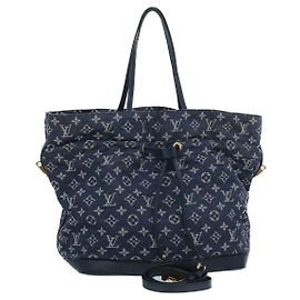LOUIS VUITTON Monogram Denim Noe full MM Shoulder Bag Navy M40869 Auth bs1456a Navy blue
