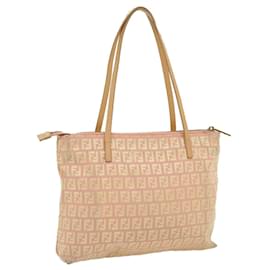 Fendi-FENDI Zucchino Canvas Tote Bag Pink Gold Auth rd2104-Pink,Golden