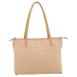 Fendi-FENDI Zucchino Canvas Tote Bag Pink Gold Auth rd2104-Pink,Golden
