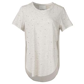 3.1 Phillip Lim Pearl Rhinestone Embellished Crewneck Tee Grey