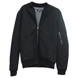 Apc-a.P.C. MA-1 Bomber Jacket in Navy Blue Cotton-Navy blue