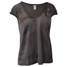 Chloé T-shirt Chloe Tie-Dye con decorazioni floreali in cotone grigio Grigio
