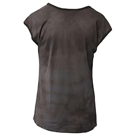 Chloé-T-shirt Chloe Tie-Dye com Enfeite de Flores em Algodão Cinza-Cinza