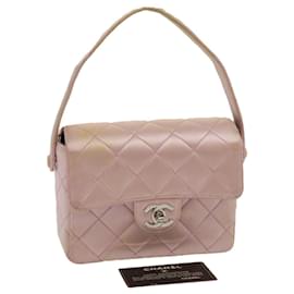 Chanel-CHANEL Matelasse Sac à Main Soie Satin Rose CC Auth 29999A-Rose