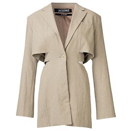 Jacquemus Vestido estilo blazer de lino con aberturas Bari Carne