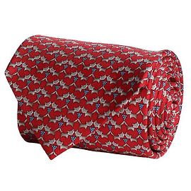 Cravatta Salvatore Ferragamo in seta stampa cane Rosso